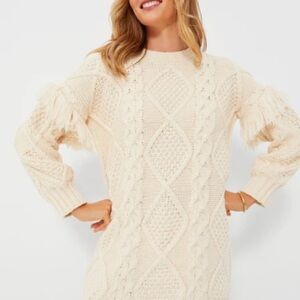 Cream Cable Knit Sweater Dress
